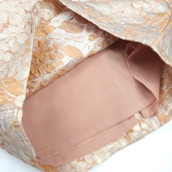 New Talbots Gold Cream Floral Skirt Sz 2 - Picture 3 of 11